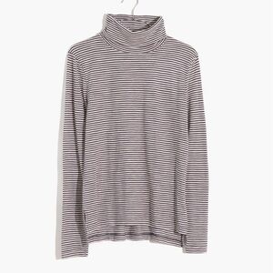 Madewell Navy and White Striped Turtleneck